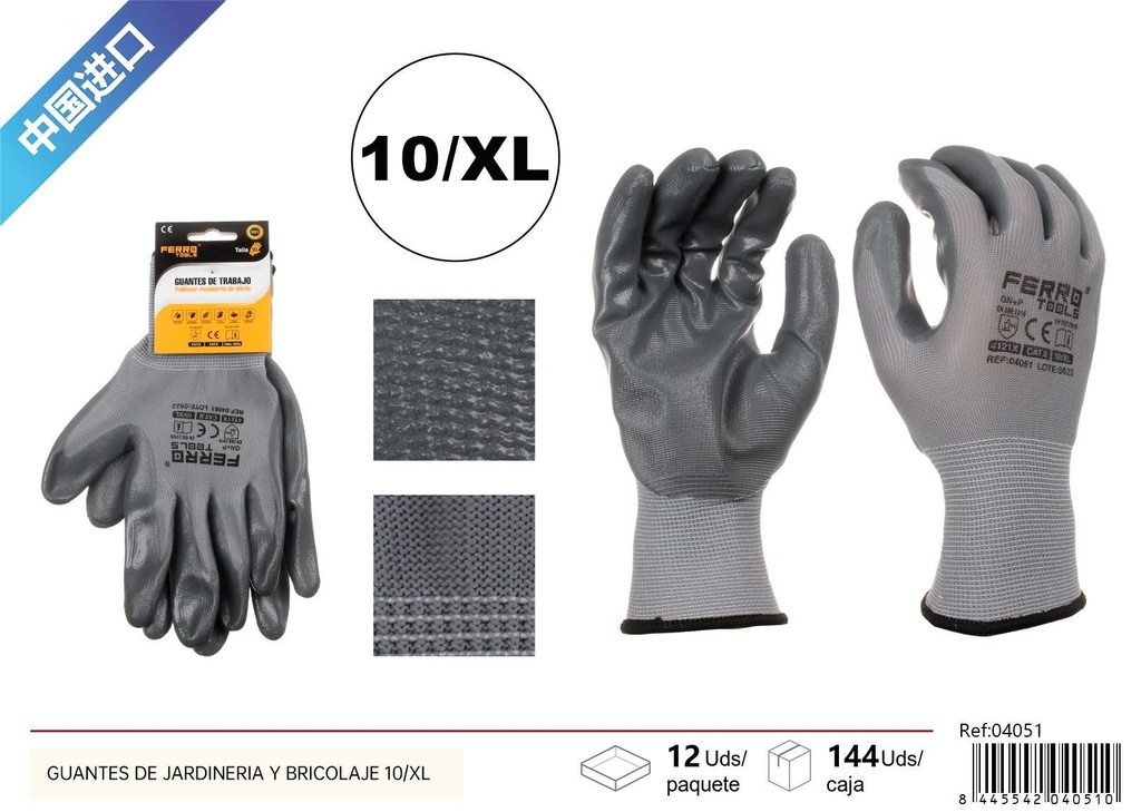 Guantes de jardinería y bricolaje 10/XL - Herramientas