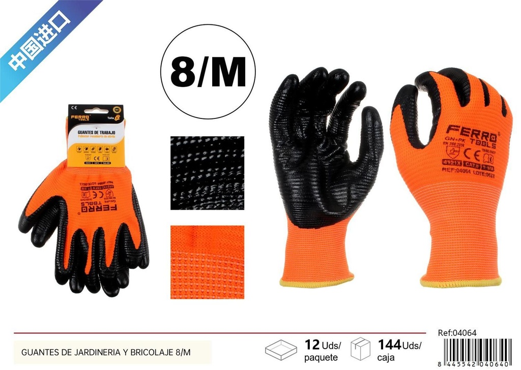 Guantes de jardinería y bricolaje 8/M GN+PK - Herramientas de ferretería