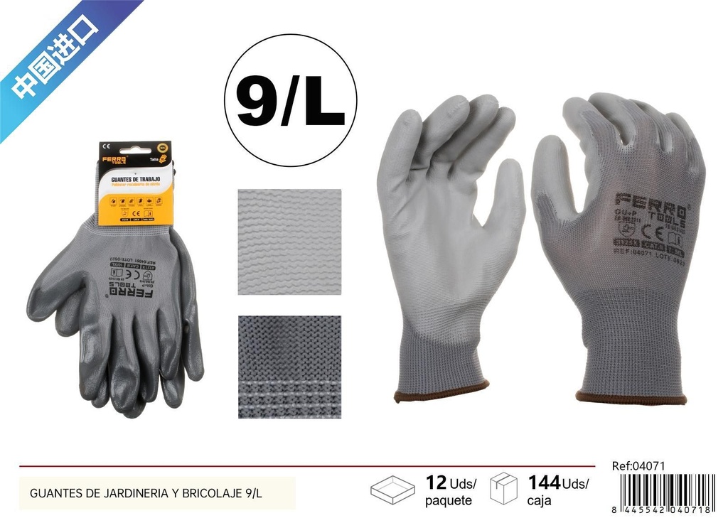 Guantes de jardinería y bricolaje (set de 9/L) - Accesorios de ferretería