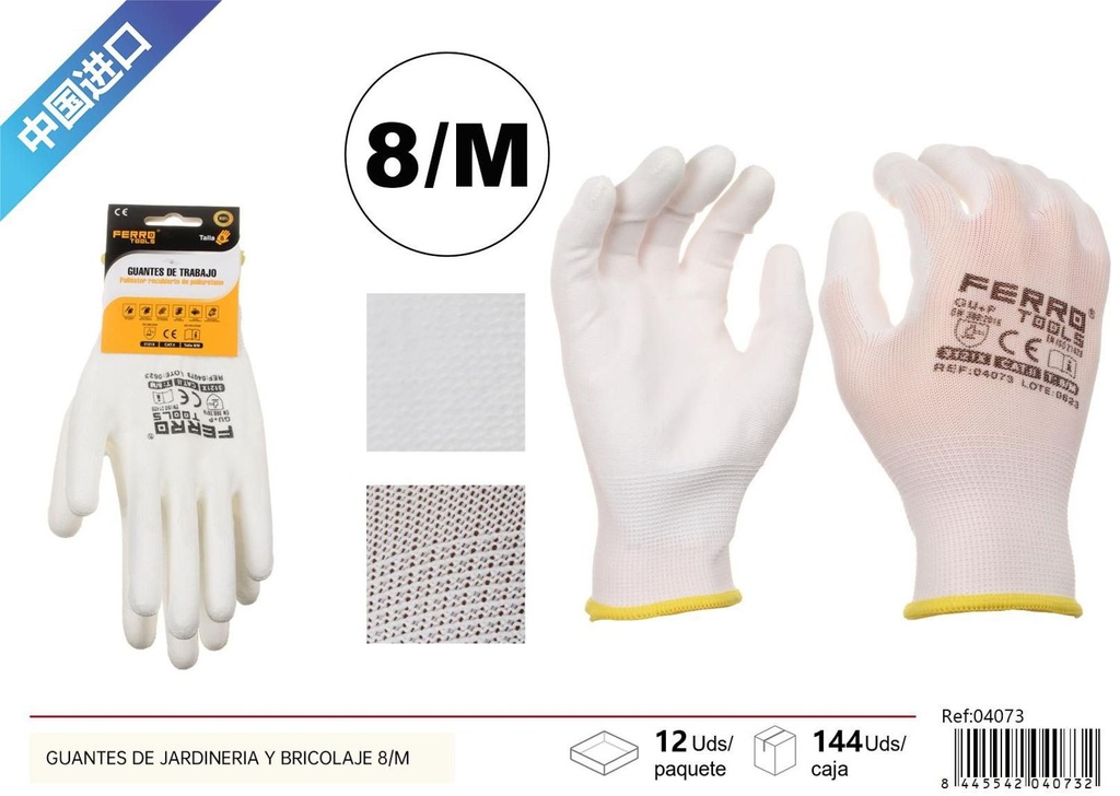 Guantes de jardinería y bricolaje (set de 8/M) - Accesorios de ferretería