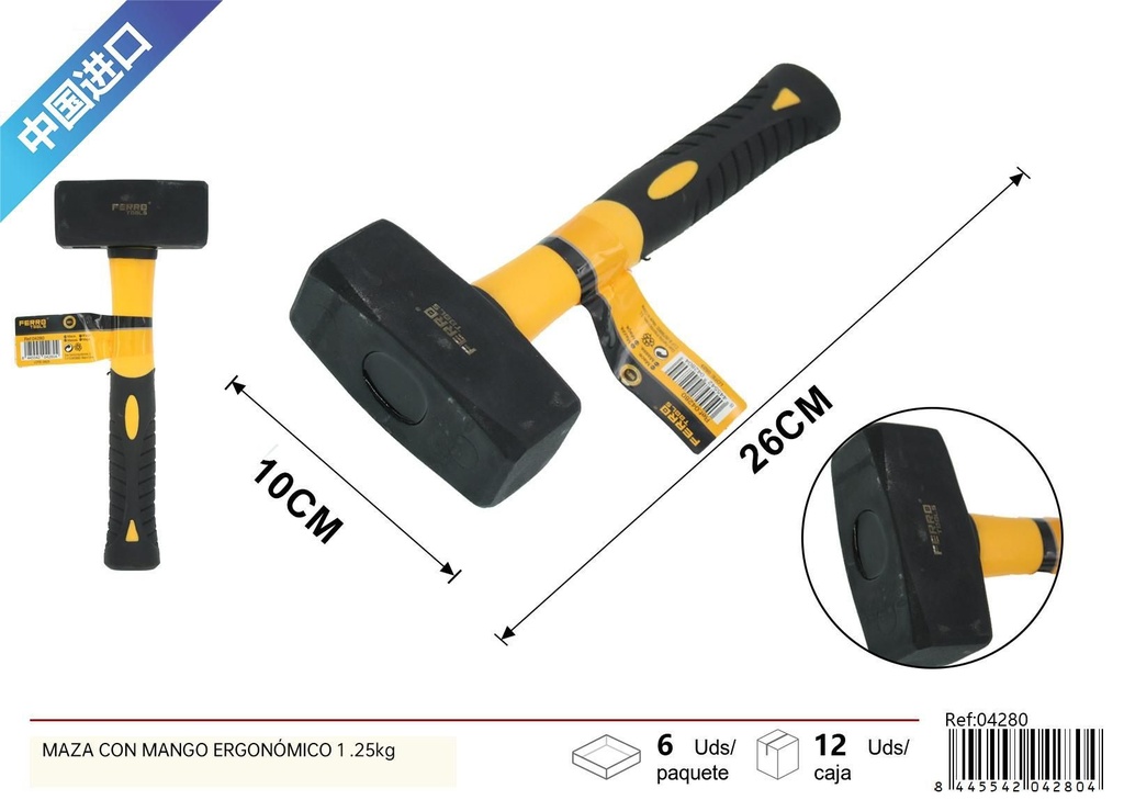 Maza con mango ergonómico de 1.25 kg - Herramientas de ferretería