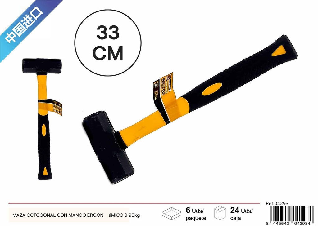 Maza octogonal con mango ergonómico 0.90kg - Herramientas de ferretería y construcción