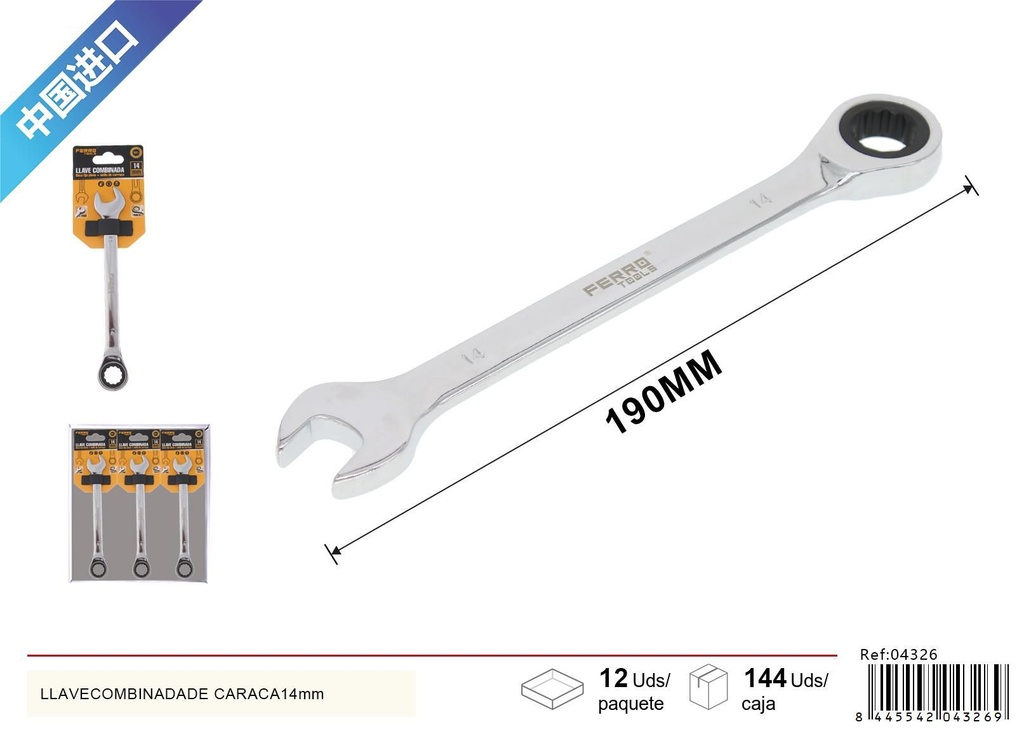 llave combinada de caraca 14 mm - Herramientas de ferretería
