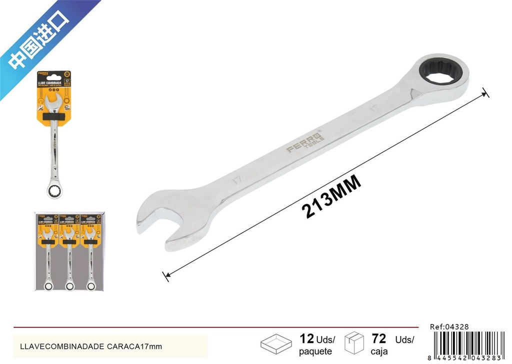  llave combinada de 17 mm con acabado pulido - Herramientas de ferretería