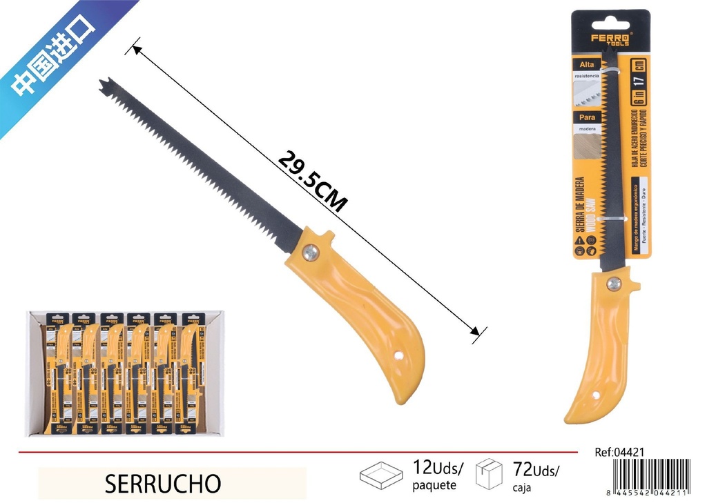 Serrucho mini 21 cm mango plástico - Herramientas de ferretería 