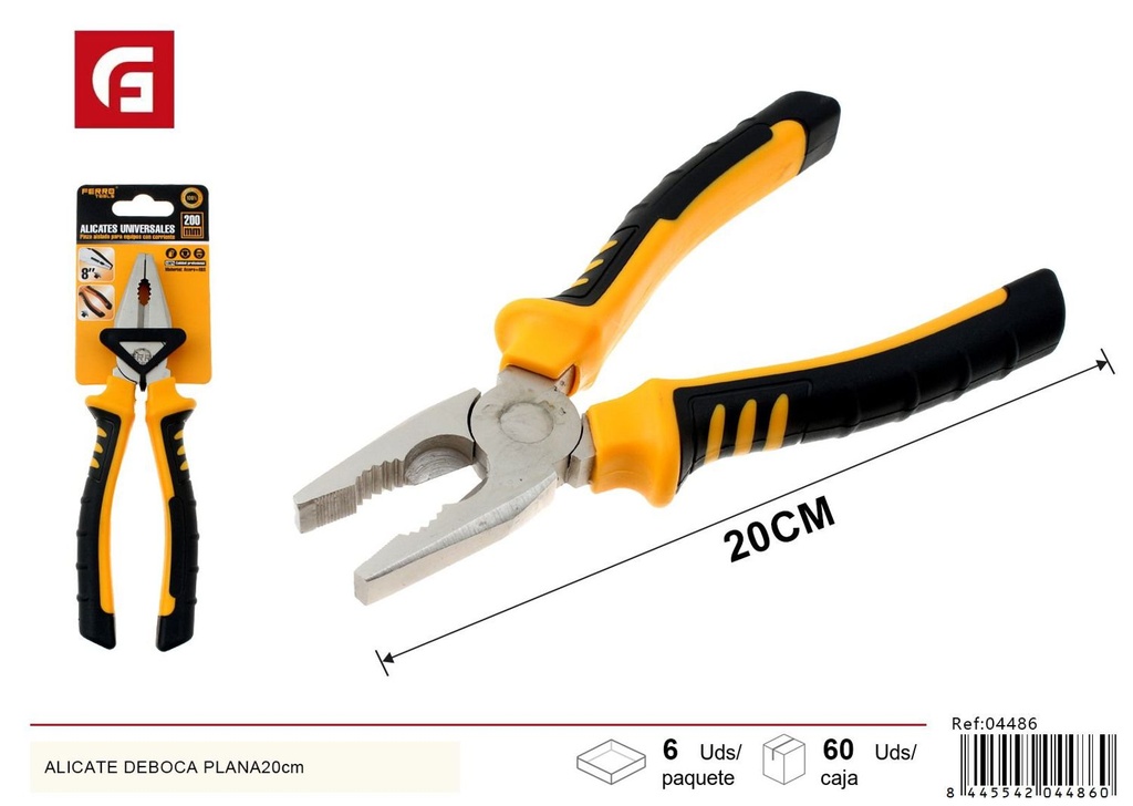 Alicate de boca plana 20cm - Herramientas de ferretería