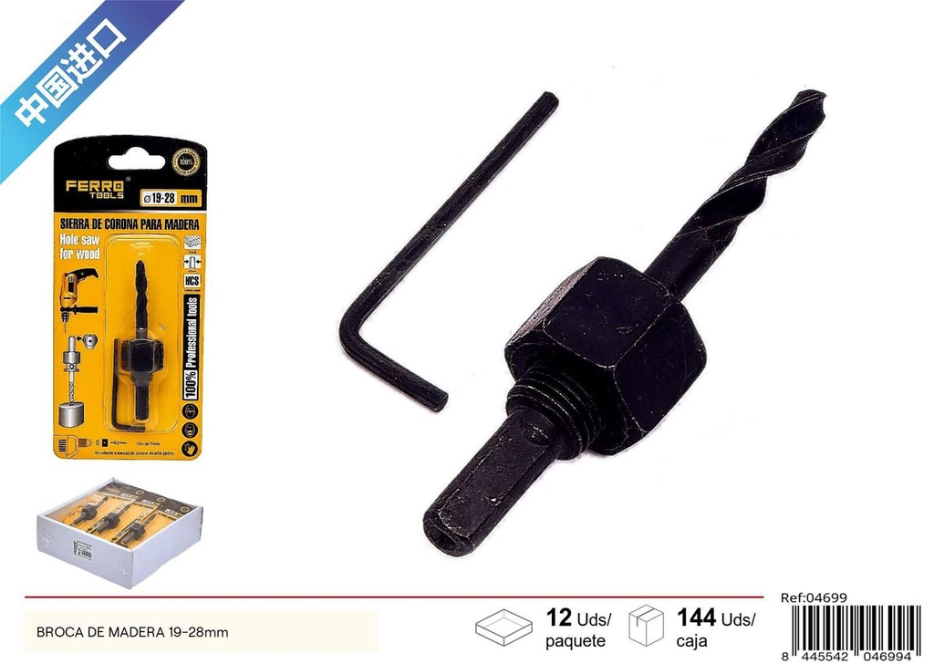 Broca de madera 19-28mm - Herramientas de ferretería