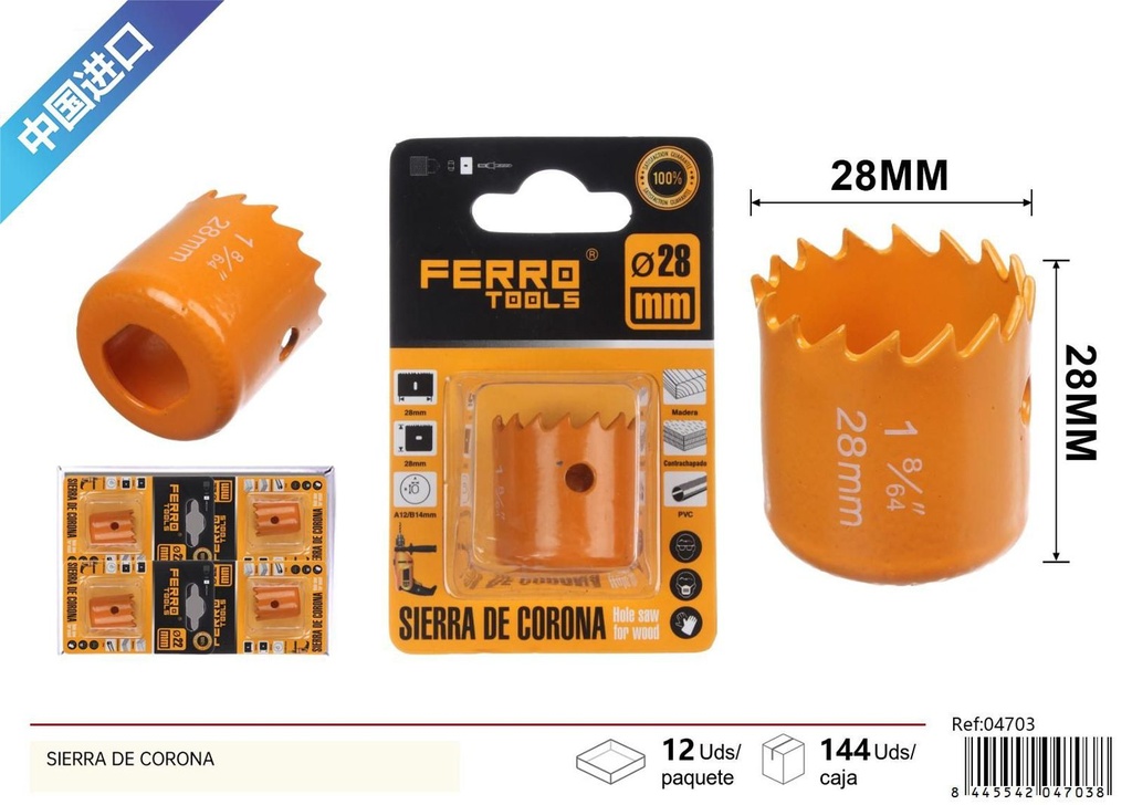 Sierra de corona 28mm - Herramientas de ferretería