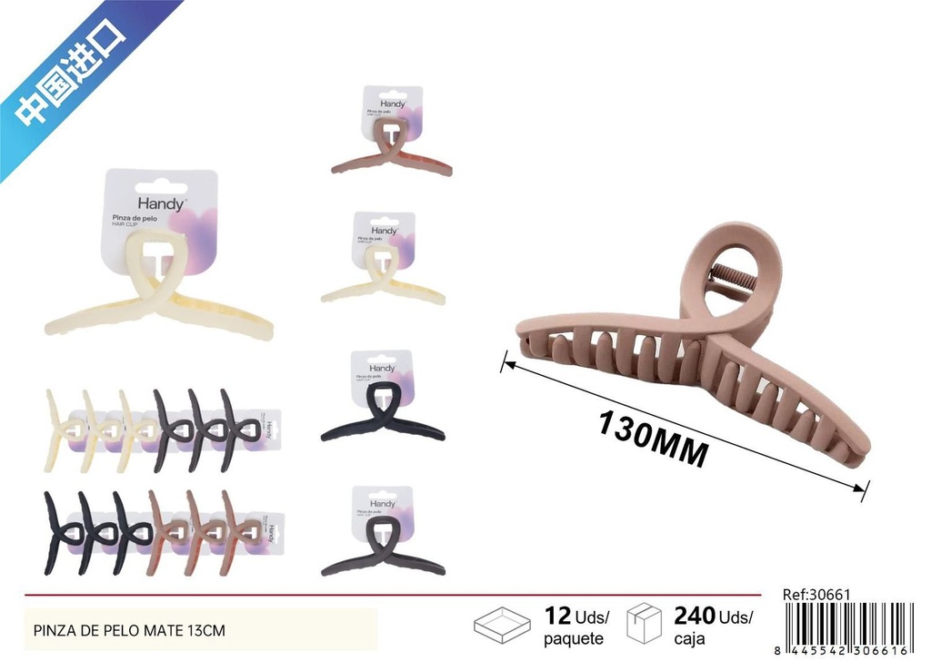 Pinza de pelo mate 13cm - Accesorios para el cabello