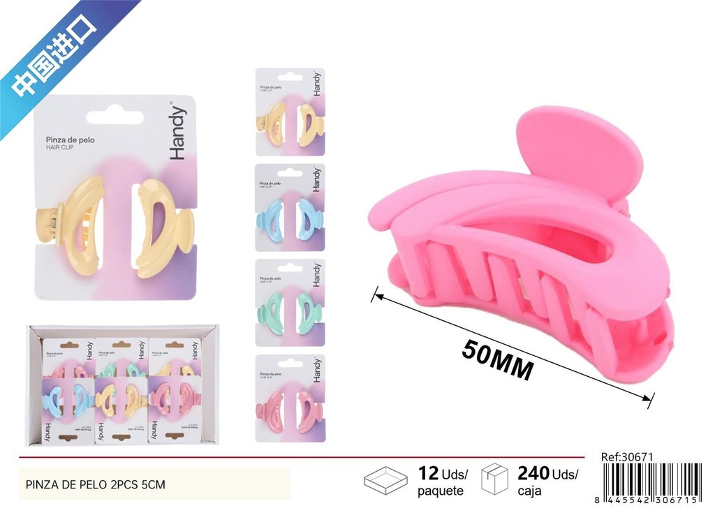 Pinza de pelo mate 2 piezas 5cm - Accesorios para el cabello