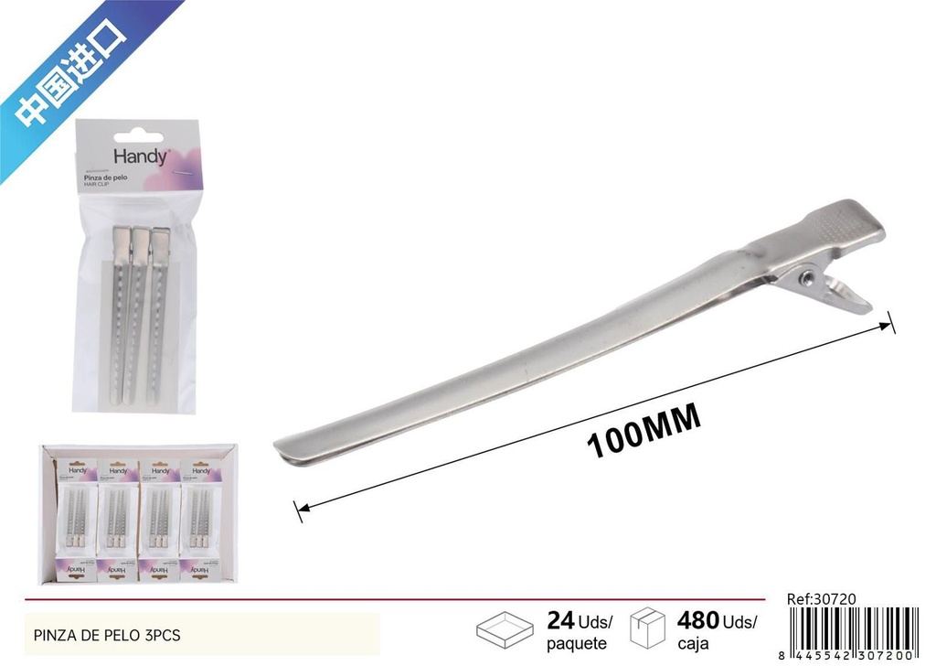 Pinza de pelo grande 3 pcs - Accesorios de belleza