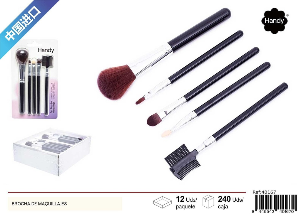 Brocha de maquillaje para aplicar sombras y polvos
