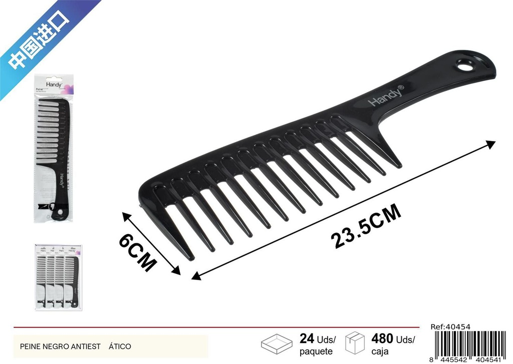 Peine negro antiestático - Accesorios de belleza