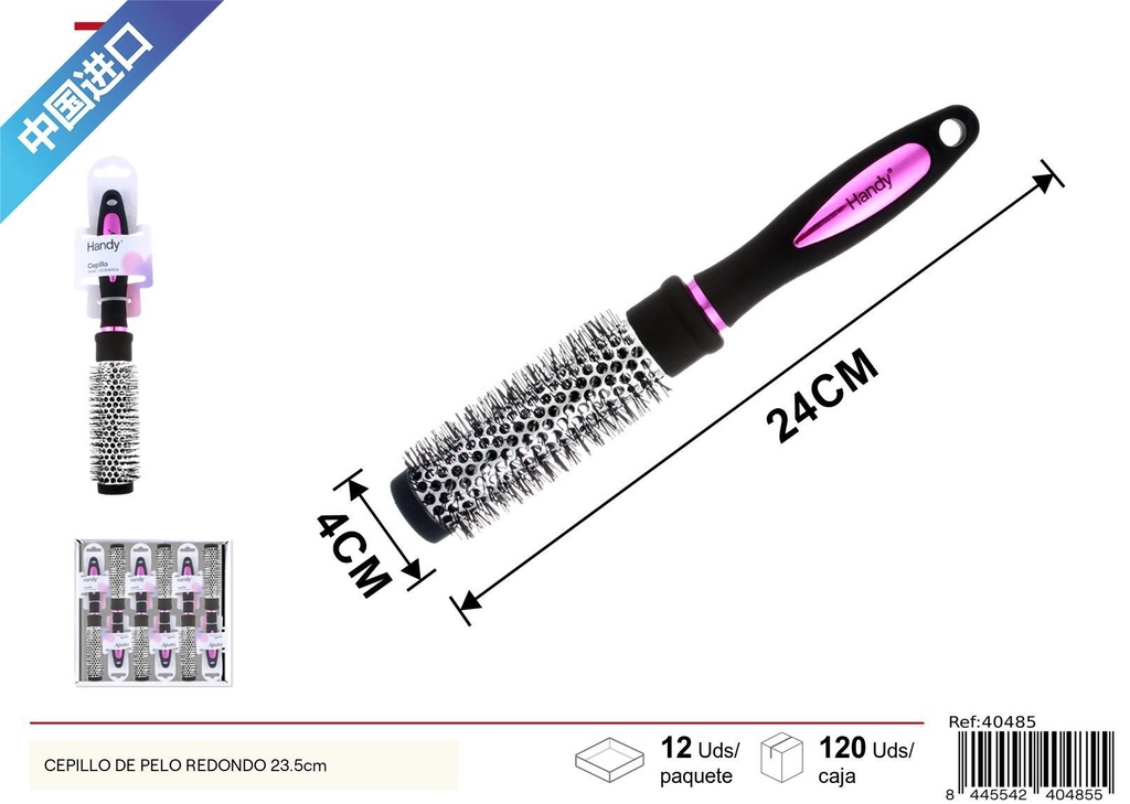 Cepillo de pelo redondo 23.5cm para peinado y cuidado del cabello