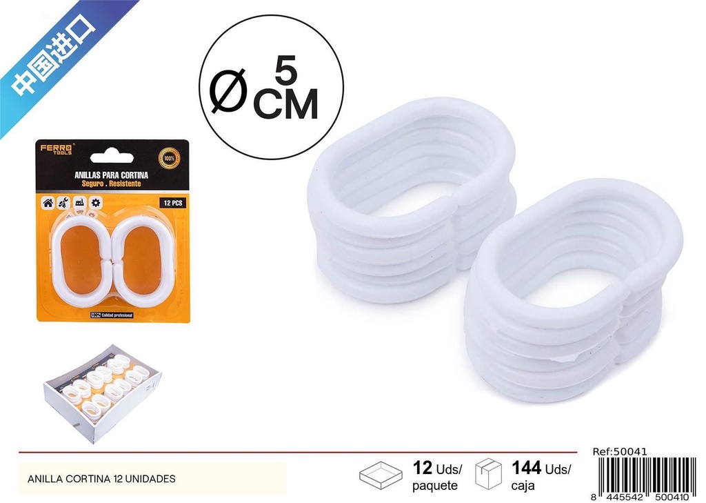 Anilla Cortina 12Pcs - Accesorios de Baño
