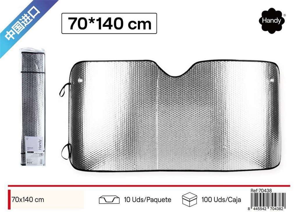 Parasol de coche plateado 70x140 cm - Protección solar para vehículos