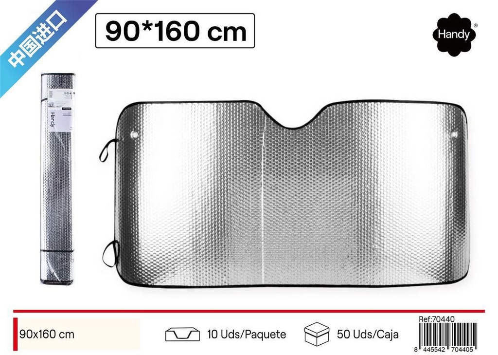 Parasol de coche burbuja plateado 90x160cm para protección solar