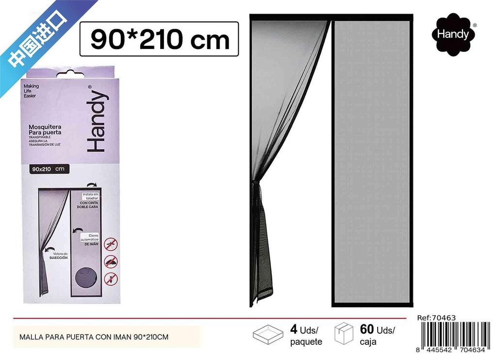 Malla mosquitera para puerta con imán 90x210cm para protección contra insectos