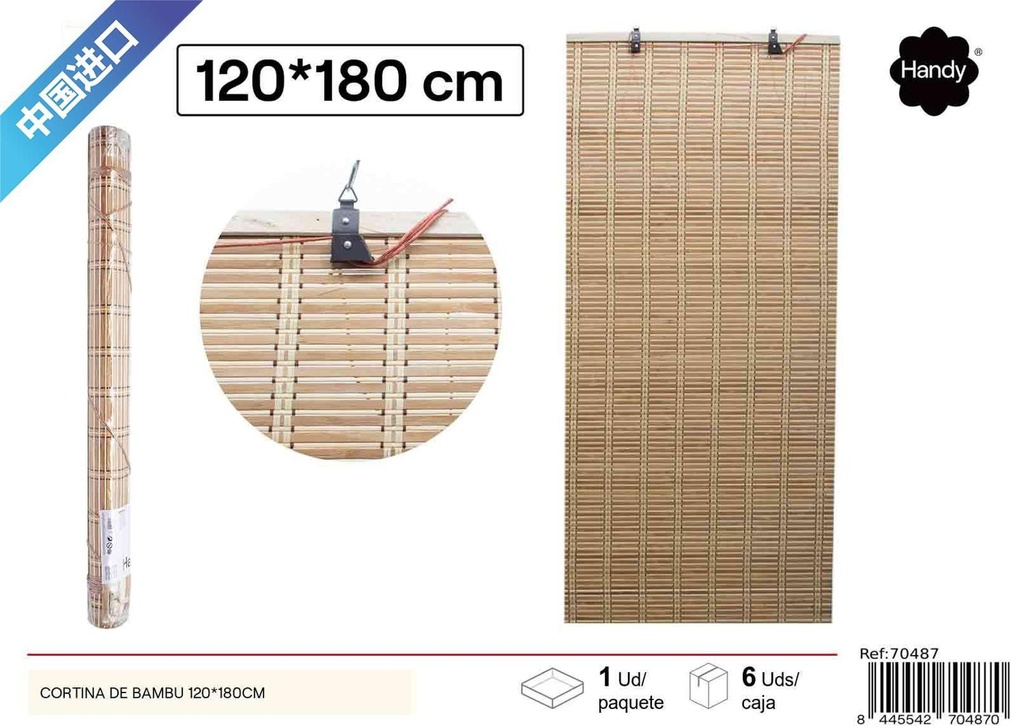 Cortina de bambú 120x180cm para decoración y privacidad