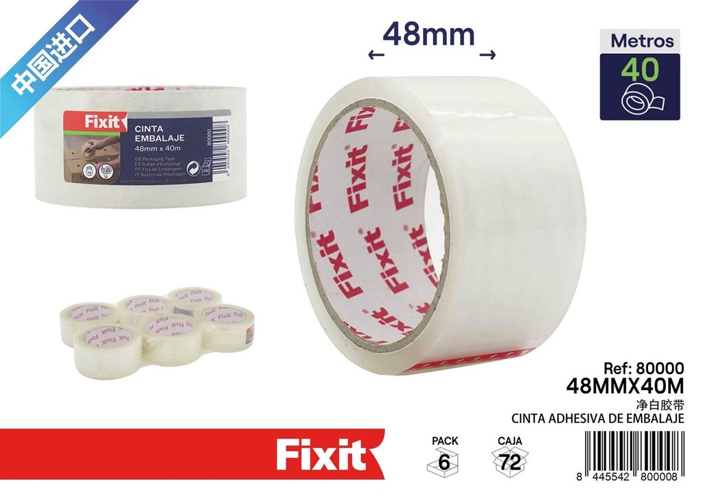 Cinta de embalaje transparente 48mm*40m - Suministros para oficina