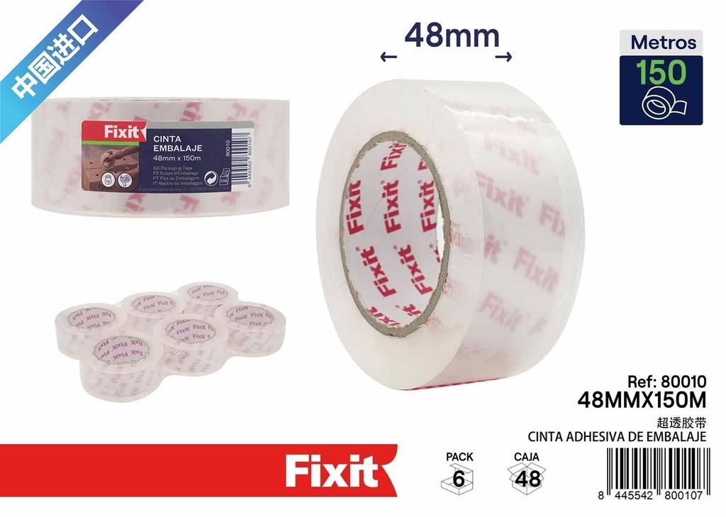 Cinta de embalaje super transparente 48mm*150m - Cintas adhesivas
