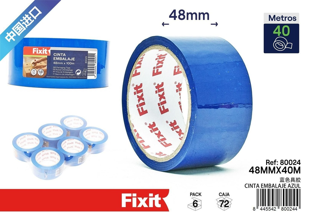 Cinta de embalaje azul 48mm x 40m - Artículos de ferretería