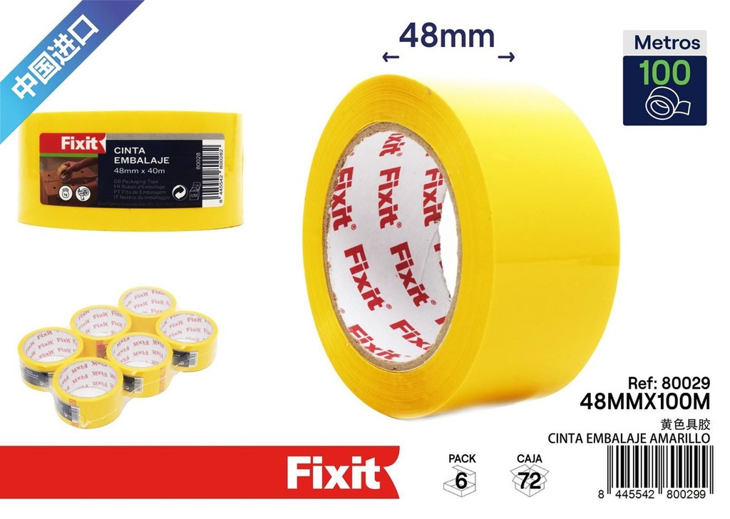 Cinta de embalaje amarilla 48 mm*100 m - Material de embalaje