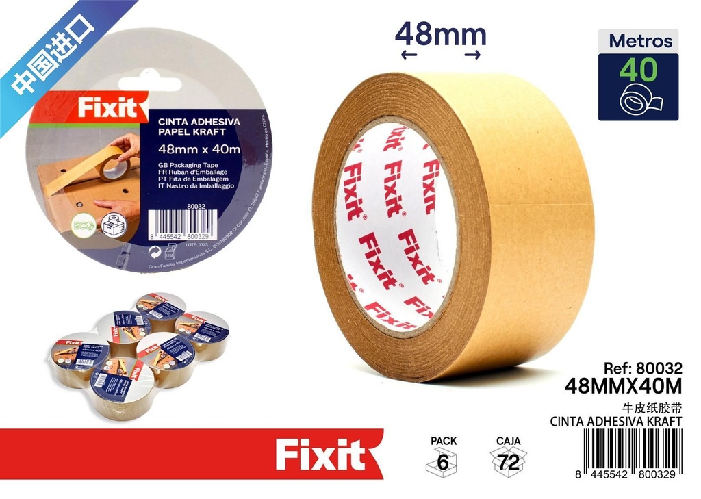 Cinta adhesiva kraft 48mm x 40m - Cintas y adhesivos de embalaje