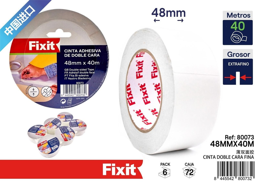 Cinta adhesiva doble cara (25 mm x 4.5 m) - Accesorios de oficina