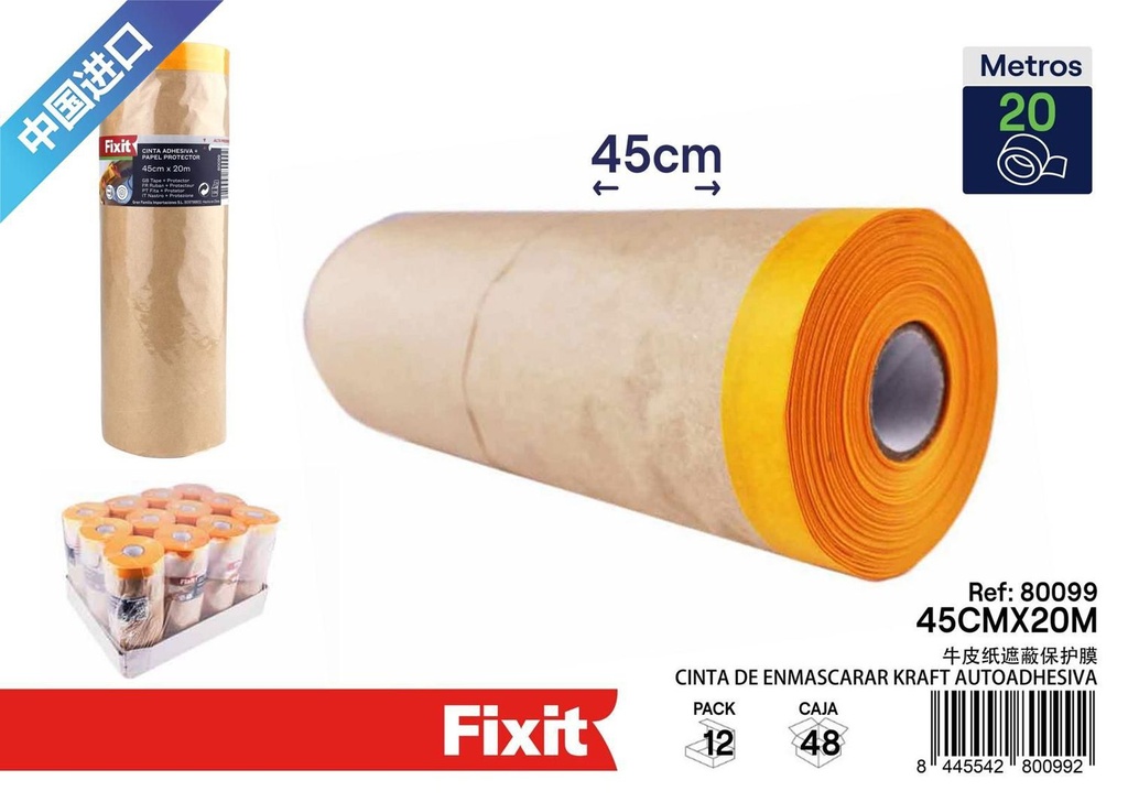 Cinta de enmascarar kraft autoadhesiva 45cm x 20m - Accesorios de pintura