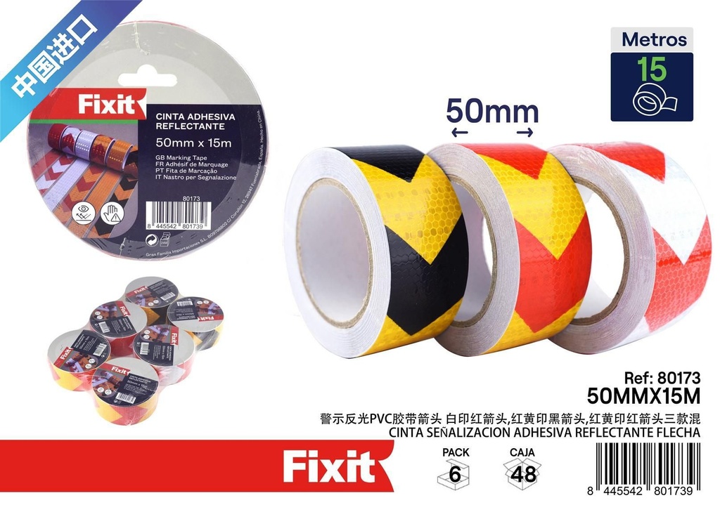 Cinta adhesiva reflectante flechas 50mm*15m - Artículos de señalización