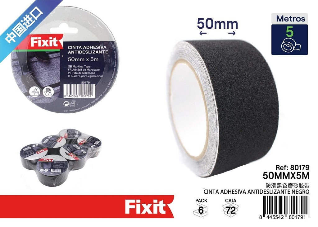Cinta adhesiva antideslizante negro 5 mm*5 m - Herramientas de etiquetado