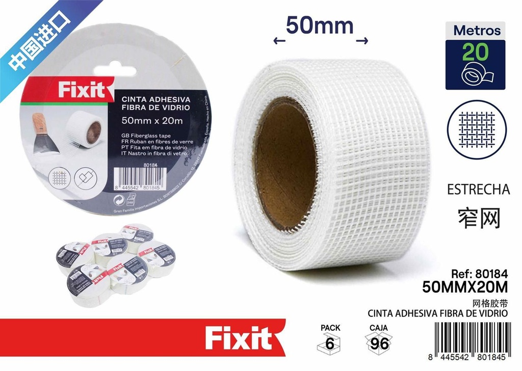 Cinta adhesiva de fibra de vidrio 50mm*20m - Ferretería