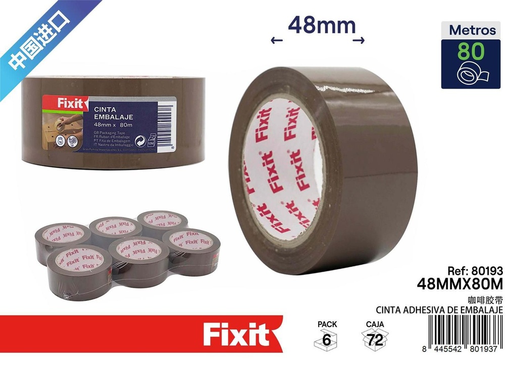 Cinta de embalaje marrón de 48 mm * 80 m - Ferretería y embalaje