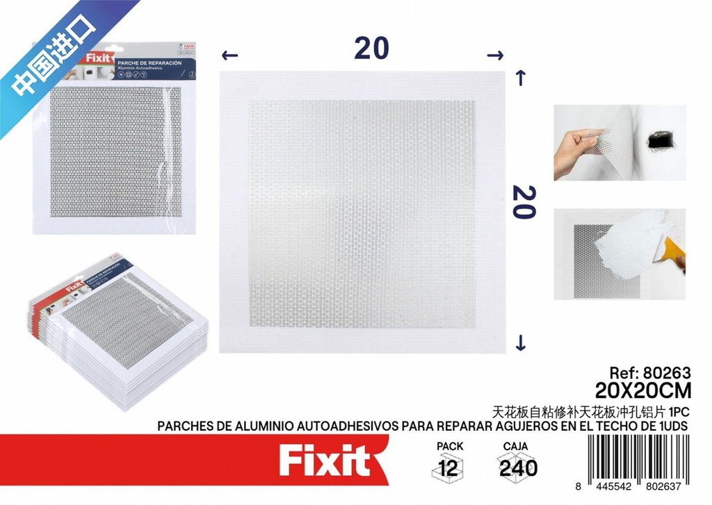 Parches de aluminio autoadhesivos para reparar agujeros en el techo 20x20 cm - Accesorios de reparación