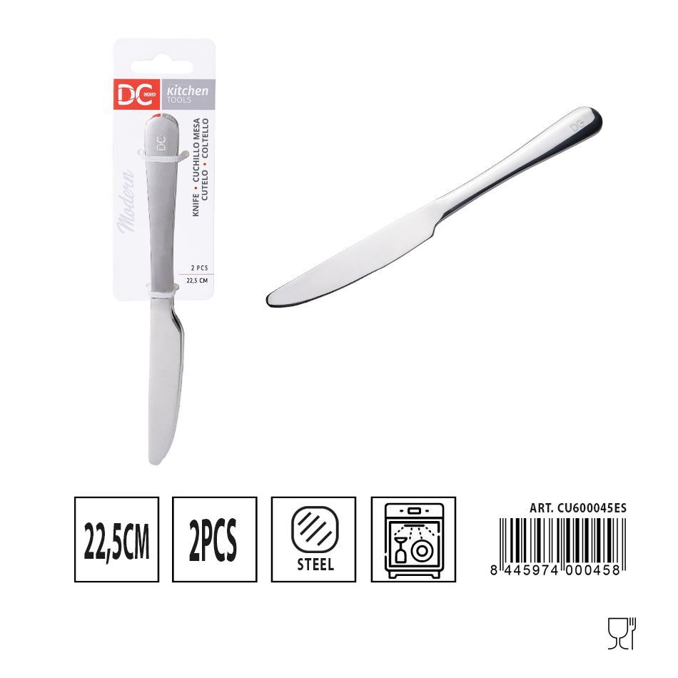 Cuchillo de mesa moderno 2 piezas 22.5 cm - Juego de utensilios de cocina