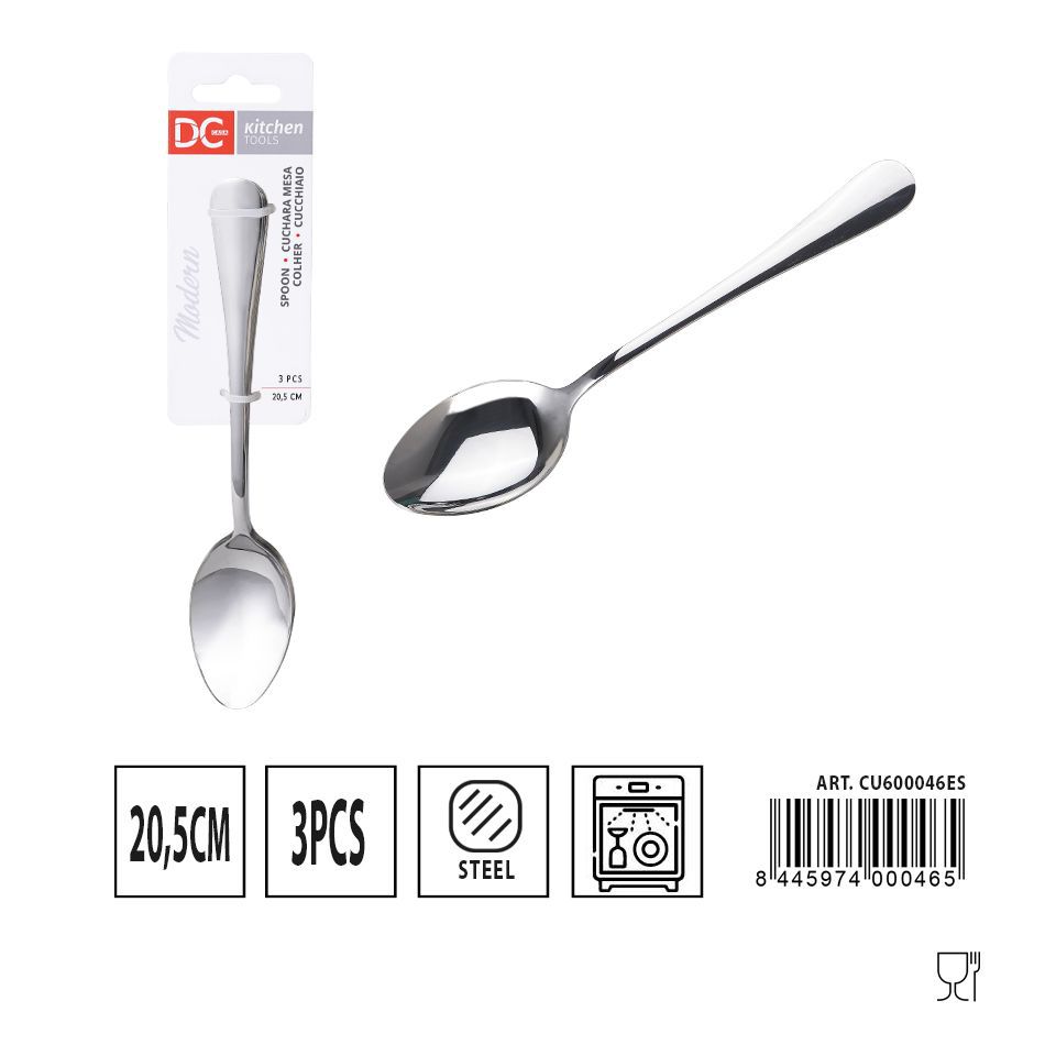 Cuchara Mesa Moderna 3 piezas 20.5 cm - Utensilios de mesa
