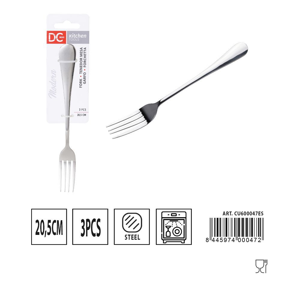 Tenedor Mesa Moderna 3 piezas 20.5 cm - Utensilios de mesa