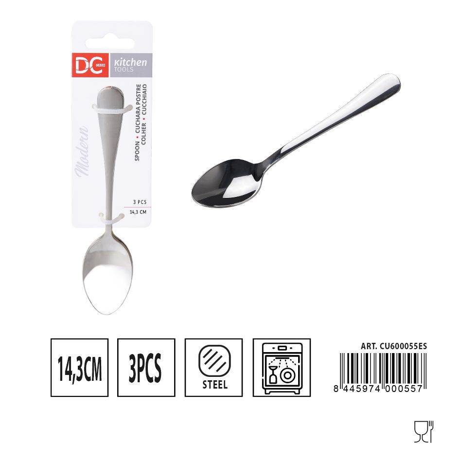 Cuchara de postre moderna 3 piezas 14.3 cm - Utensilios de mesa