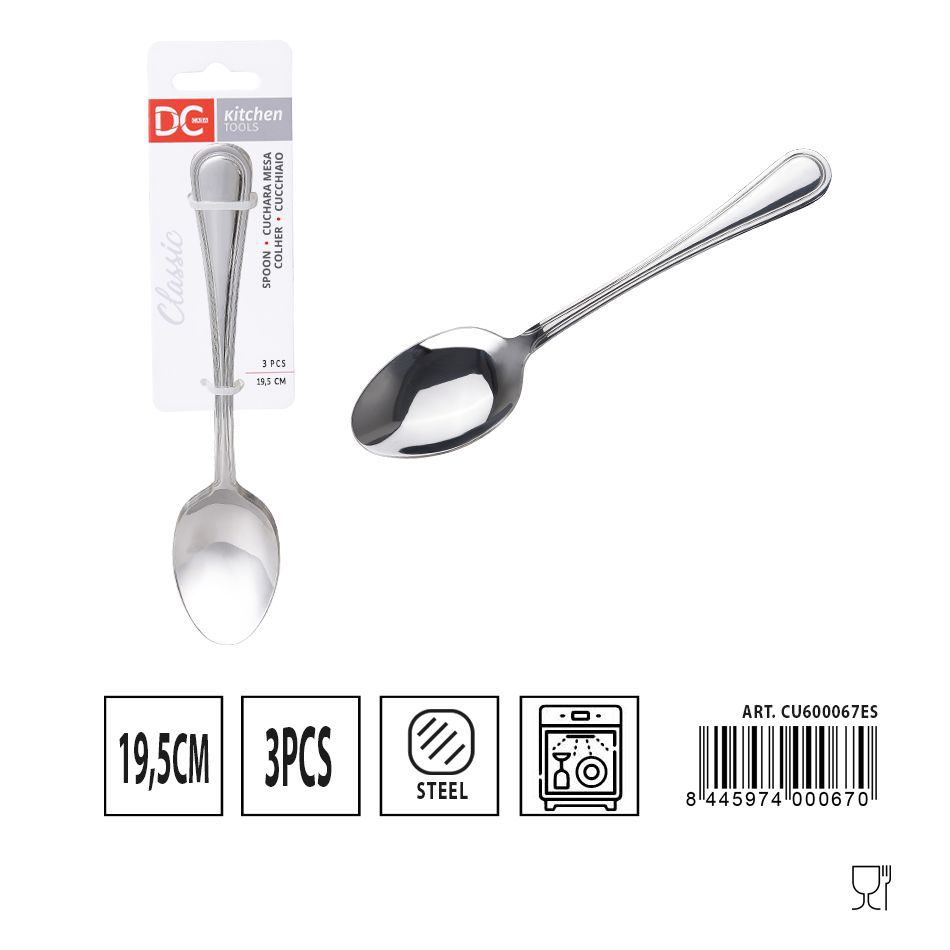 Cuchara Mesa Clásica 3 piezas 19.5 cm - Utensilios de mesa