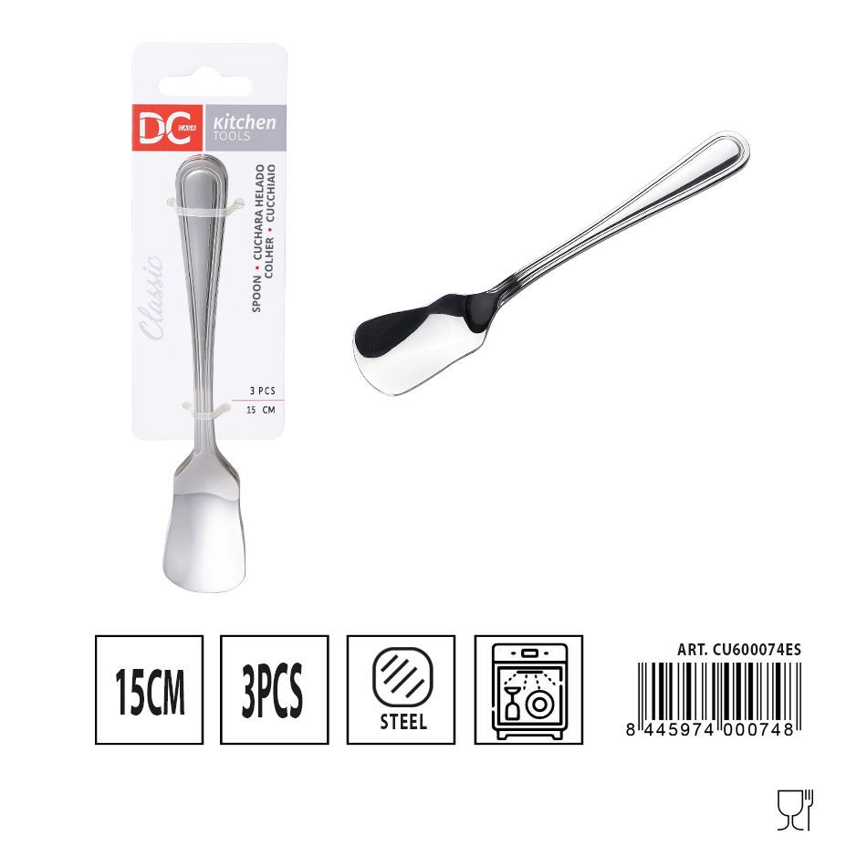 Cuchara de helado clásica 3 piezas 15 cm - Utensilios de mesa
