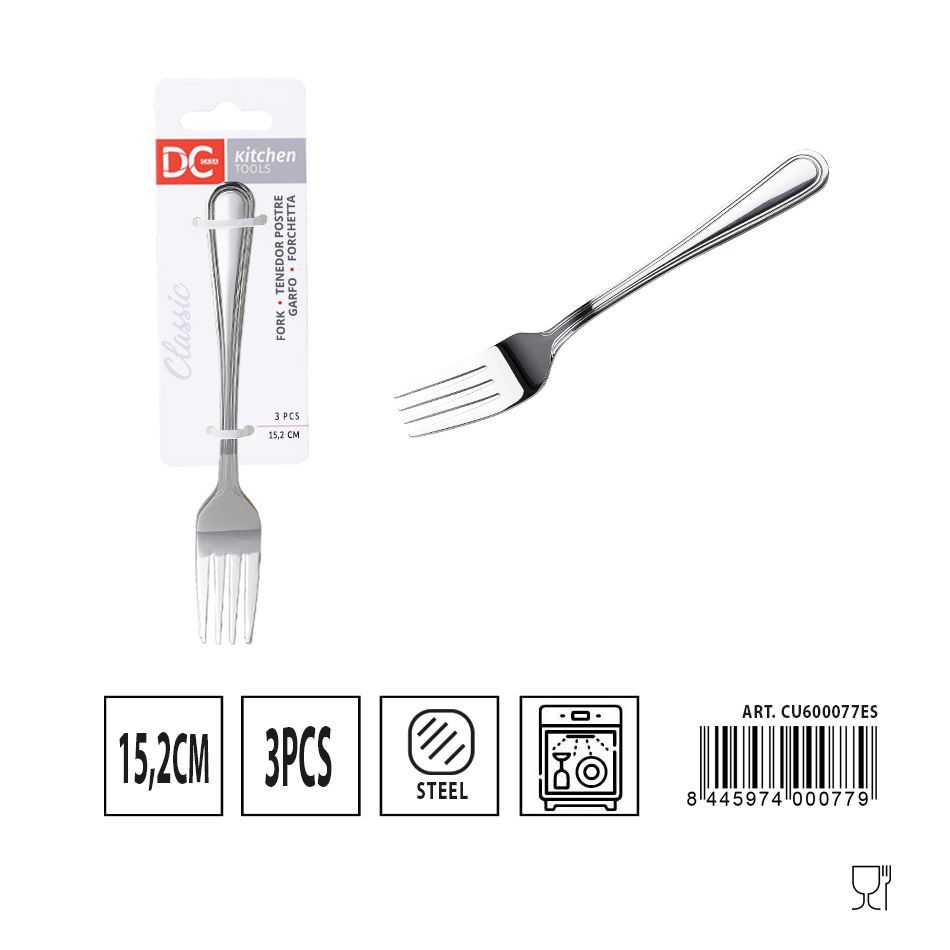 Tenedor de postre clásico 3 piezas 15.2 cm - Utensilios de mesa