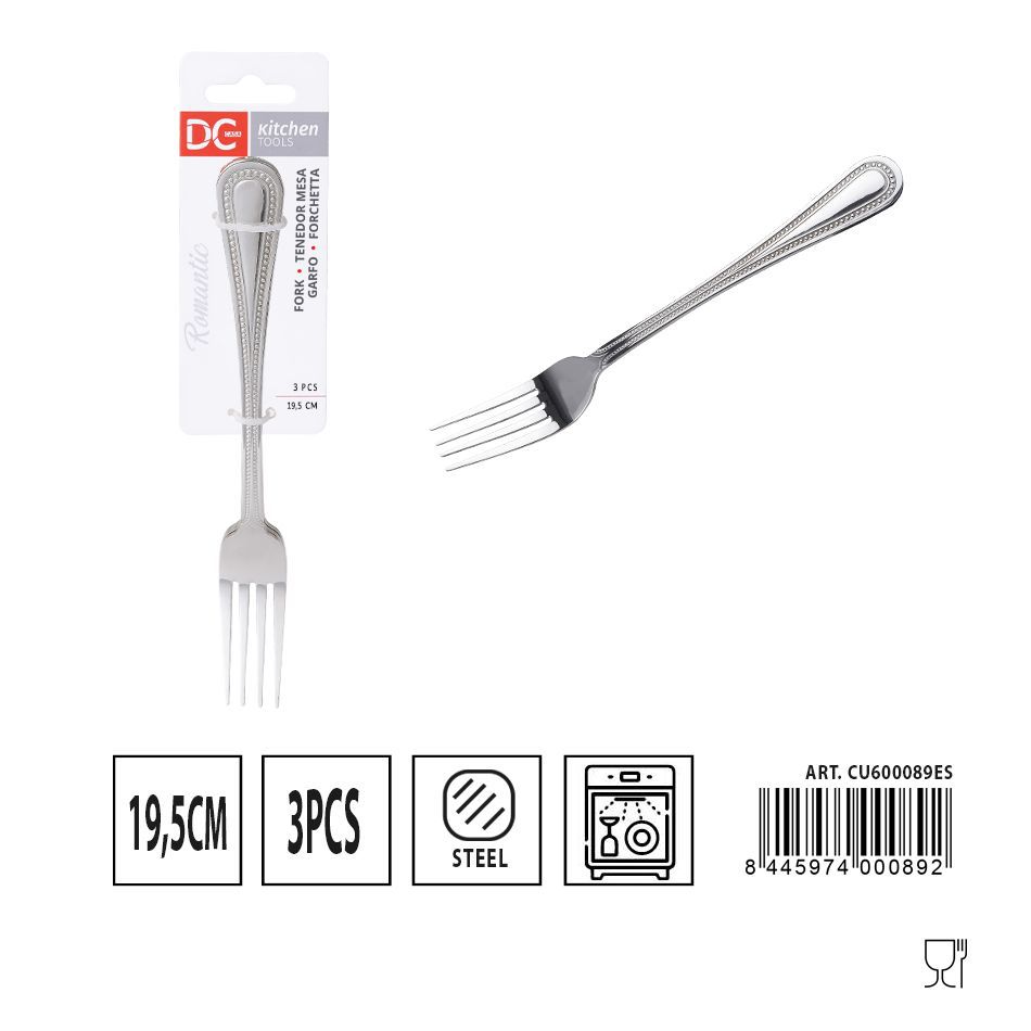 Tenedor Mesa Romántico 3 piezas 19.5 cm - Utensilios de mesa