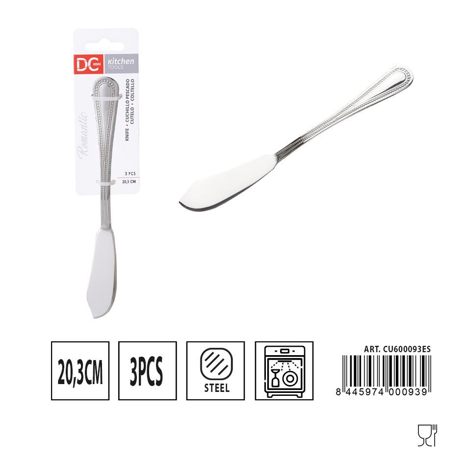 Cuchillo de pescado romántico 3 piezas 20.3 cm - Juego de utensilios de cocina