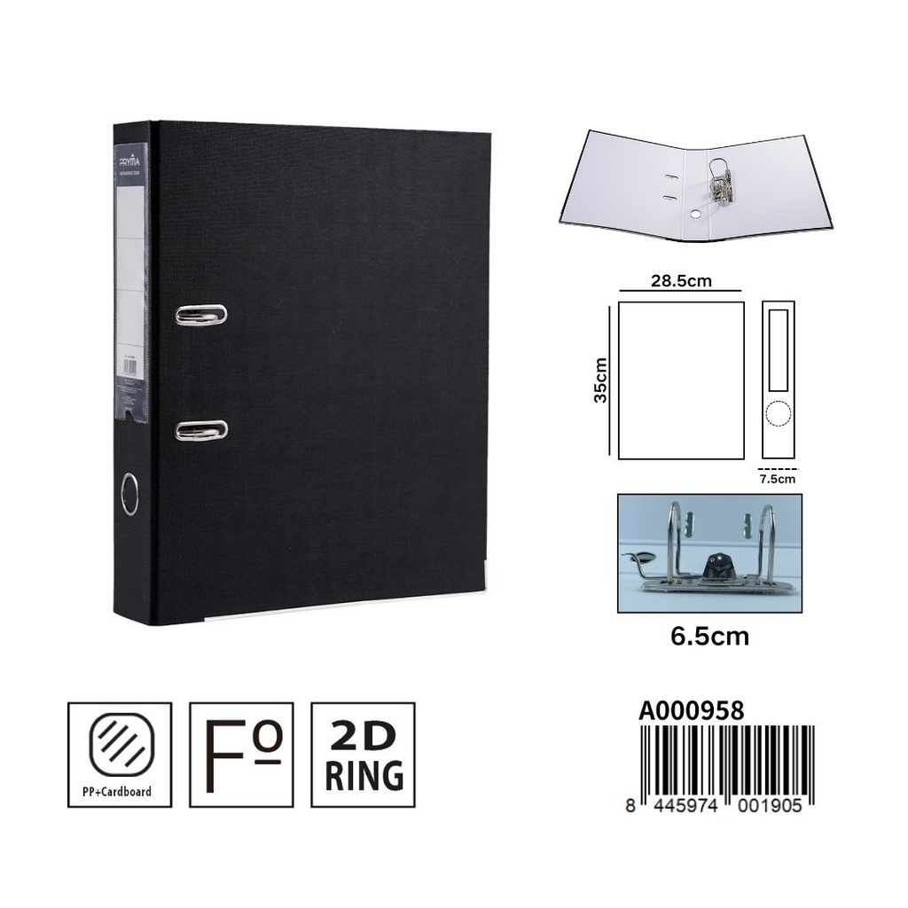 Archivador AZ color negro, organización de documentos