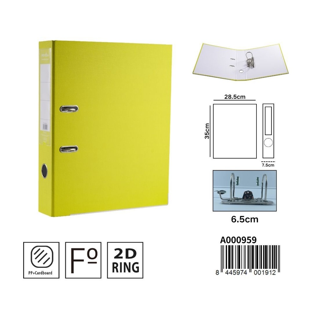 Archivador AZ color amarillo para organización