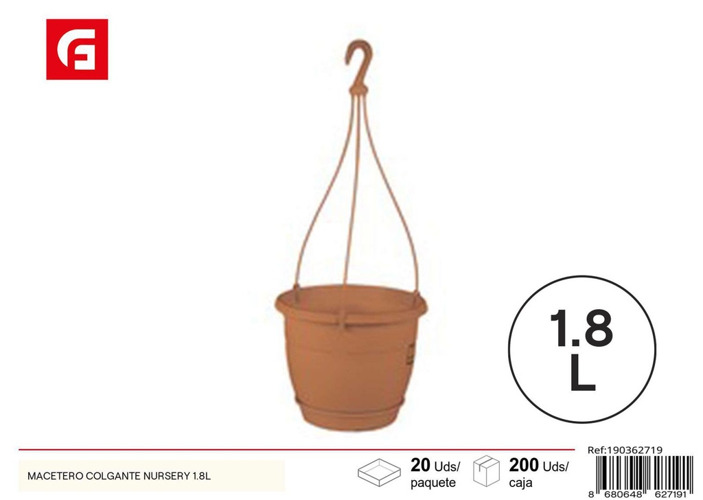 Macetero colgante metálico Nursery 1.8L - Macetas decorativas de jardín