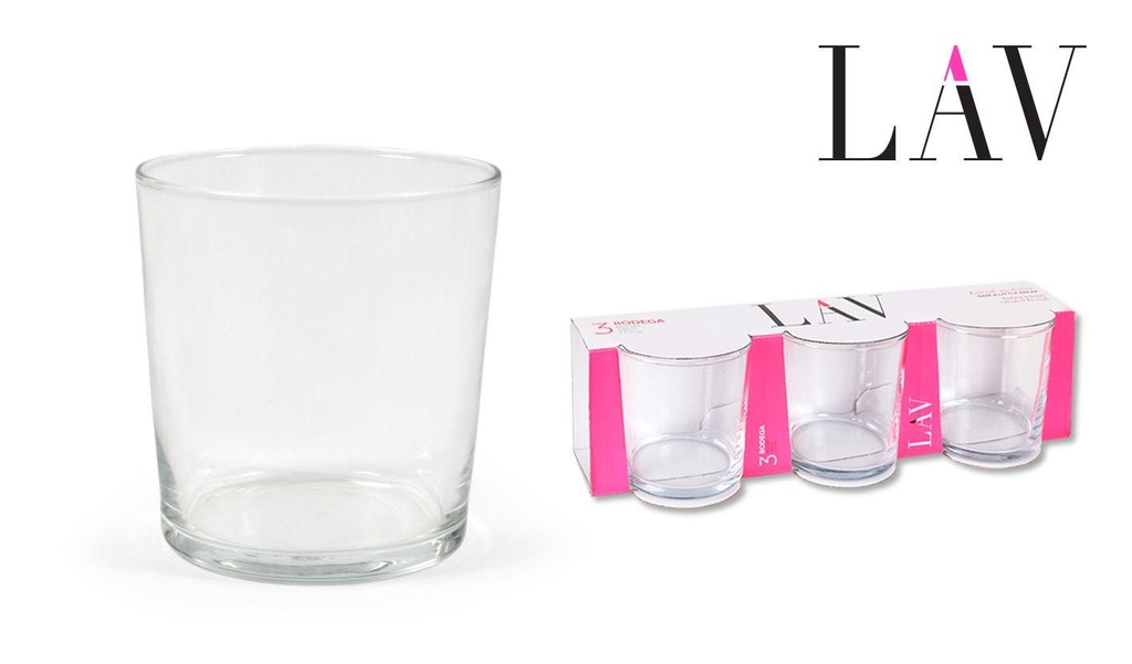 set de 3 vasos de vidrio Pinta 345cc - Utensilios de cocina