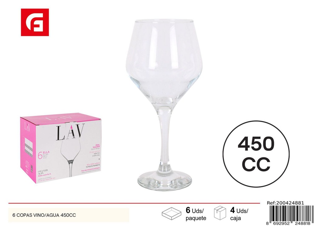 Copas de vino/agua 440cc - Vajillas de vidrio