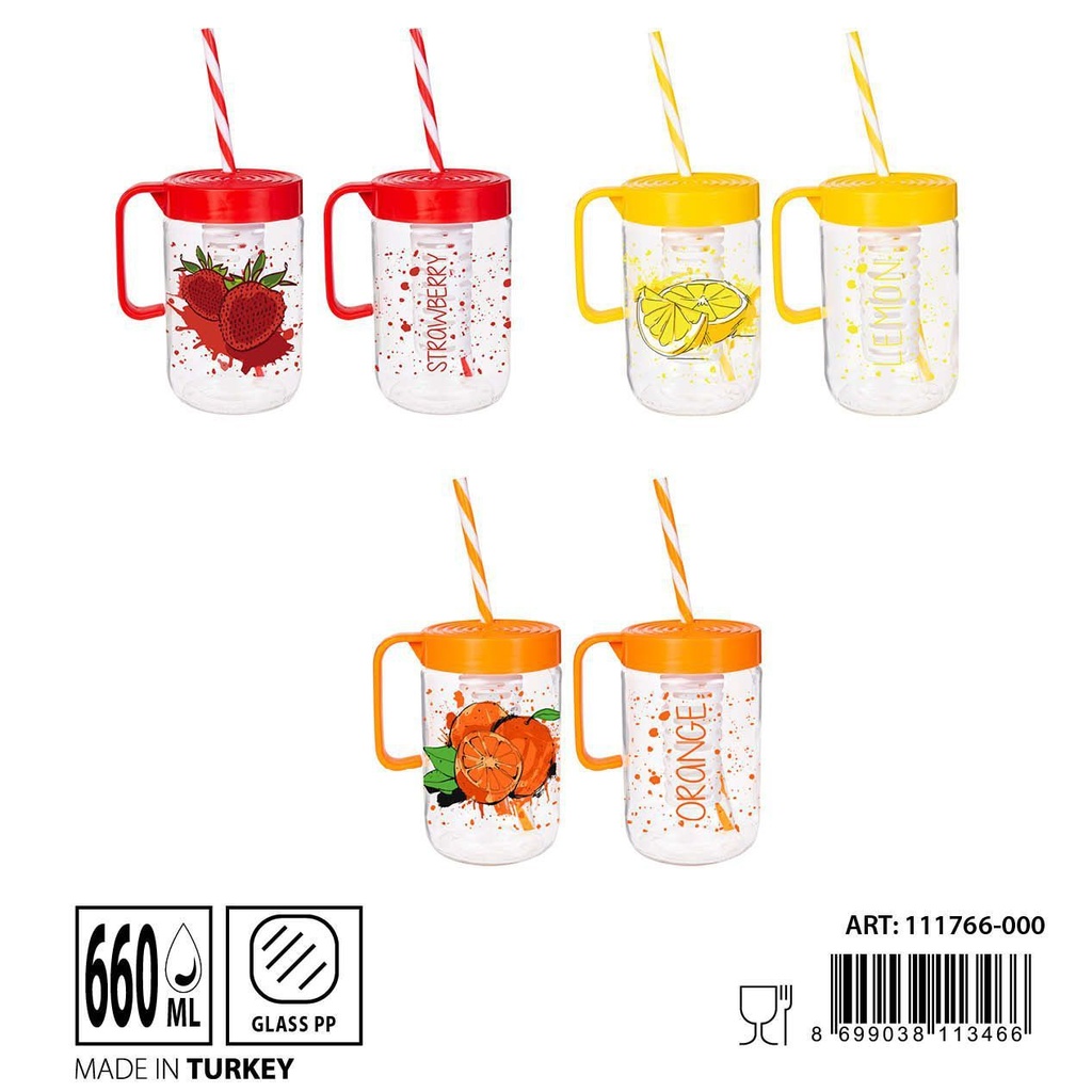 Vaso con paja de vidrio 660ml - Accesorios de bebidas